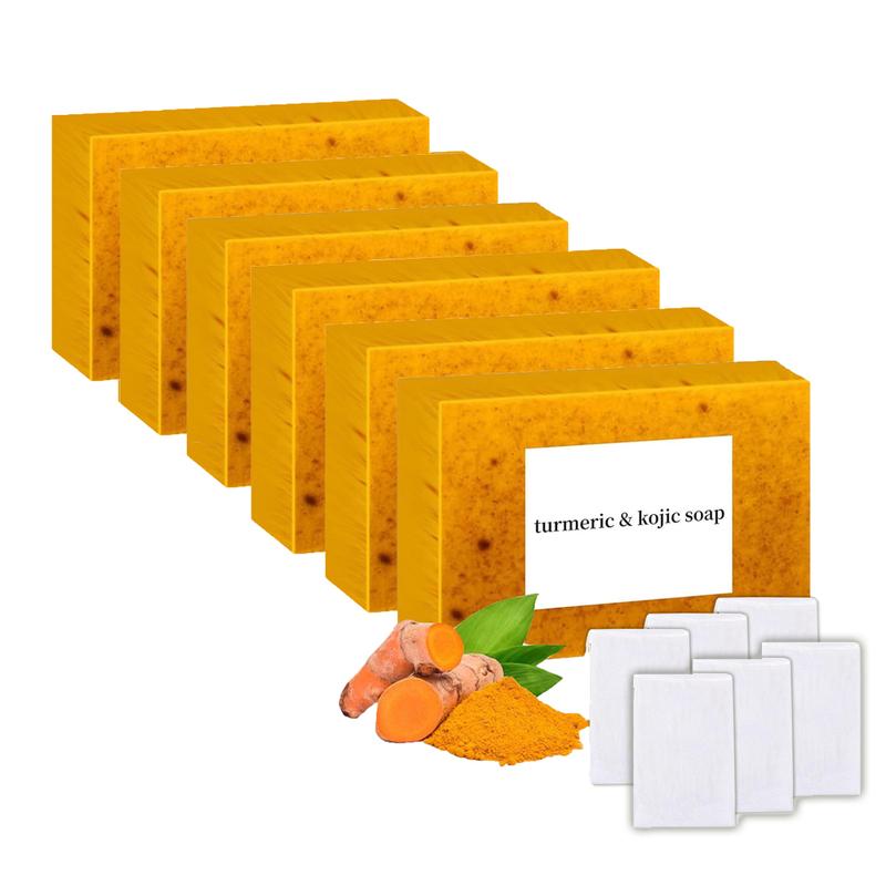 6Pcs Turmeric & Kojic Acid Cleansing Soap, Kojic Acid Soap, Soap Body Wash Lemon Flawless Organic