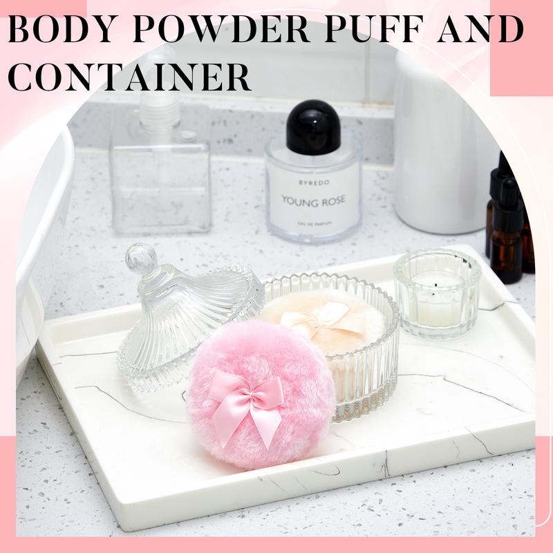 3 Pcs Powder Puff for Body Powder, Large Body Powder Puff, Body Powder Puff and Container for Women, Birthday Christmas Valentine's Mother's Day Gift, Makeup Cosmetic Tools