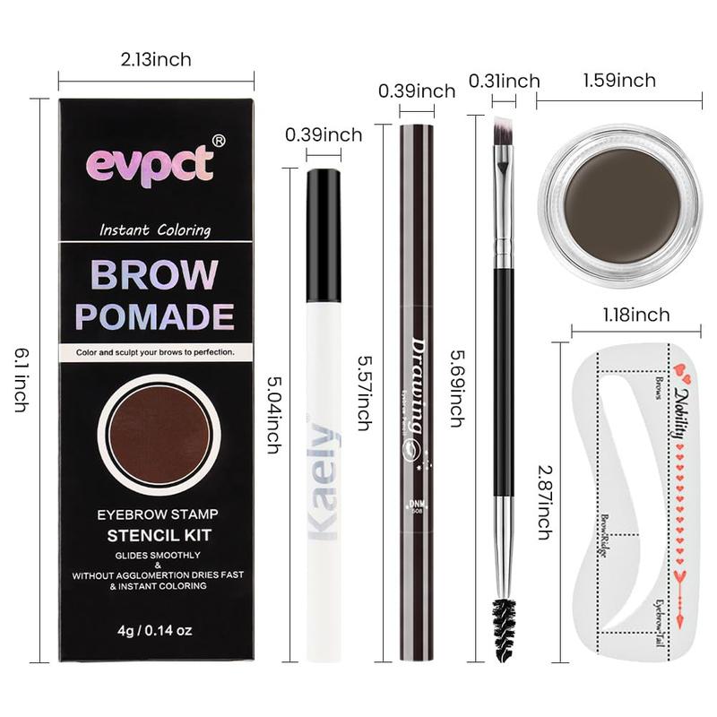 Eyebrow Stamp Pencil Kit for Eyebrows, Makeup Brow Stamp Trio Kit with Waterproof Eyebrow Pencil, Eyeliner, Eyebrow Pomade, 10 Eyebrow Stencils and Dual-ended Eyebrow Brush, Kit-06# MEDIUM BROWN