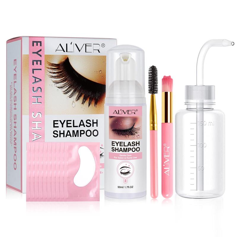 Eyelash Shampoo Kit for Eyeashes Cleansing, 1 Set Gentle Eyelashes Extensions Cleanser, Professional Makeup Remover, Lashes Extension Cosmetic Kit, Makeup Kit for School, Makeup Products