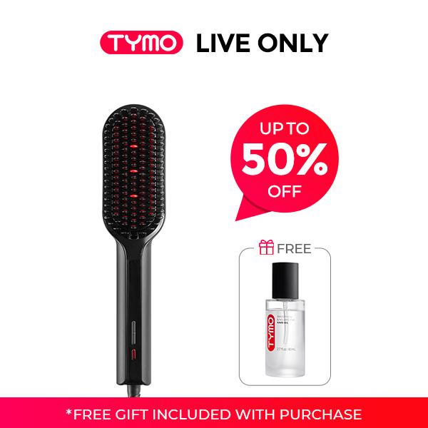 TYMO iONIC PLUS & Hair Oil - Hair Straightener Brush with Smooth Bristles