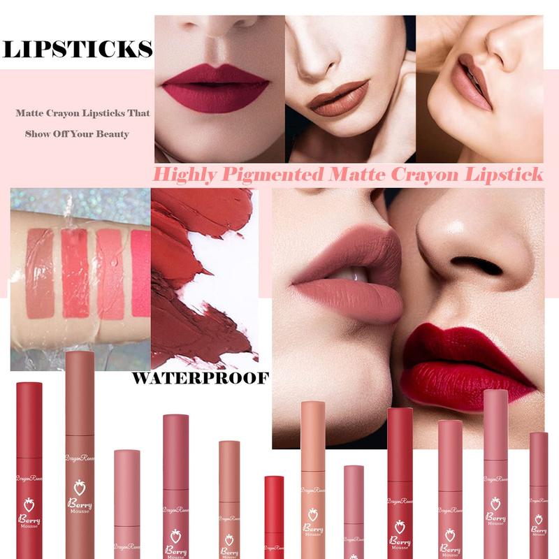 PPLEA 3 Piece Nude Matte Lipstick Set,Natural Nude Lipstick Velvet Air Moisture Smooth Crayon Lip Stain,Matt e Lipstick 24 Hour SuperstayLong Lasting Waterproof Lip Gloss Lipstick for Women Makeup(Set C)