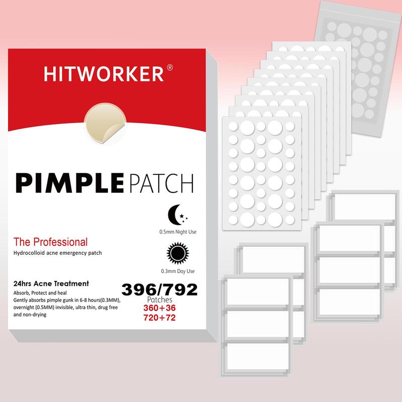 Round & Large Size Hydrocolloid Acne Patch, 396pcs set Acne Covering Patches, Gentle and Non-irritating, Facial Skin Care Product for Women & Men, Christmas Gift