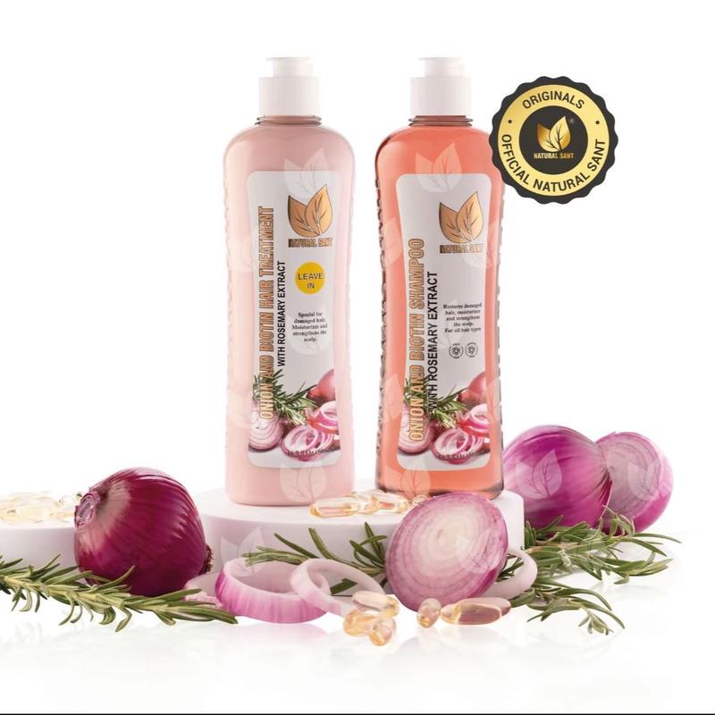 Natural Sant-Onion shampoo and leave in conditioner, Rosemary and biotin 16 Fl OZ   500 ml Moisturizer Cleanser Comfort