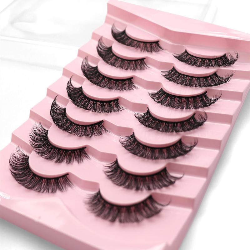 Long Fluffy False Eyelashes, Wispy D Curl Fake Eyelashes, Eyelash Extensions Kit, Volumized Natural Curling Strip Lashes, Soft and Curl Fake Lashes for Women, Eye Makeup Products, Makeup Product, Christmas Gift