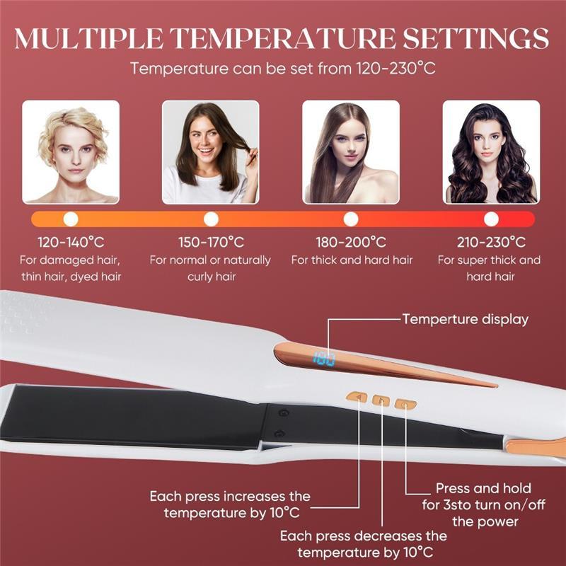 Hair Straightener Flat Iron Wide Panel Fast Heating Hair Straightener