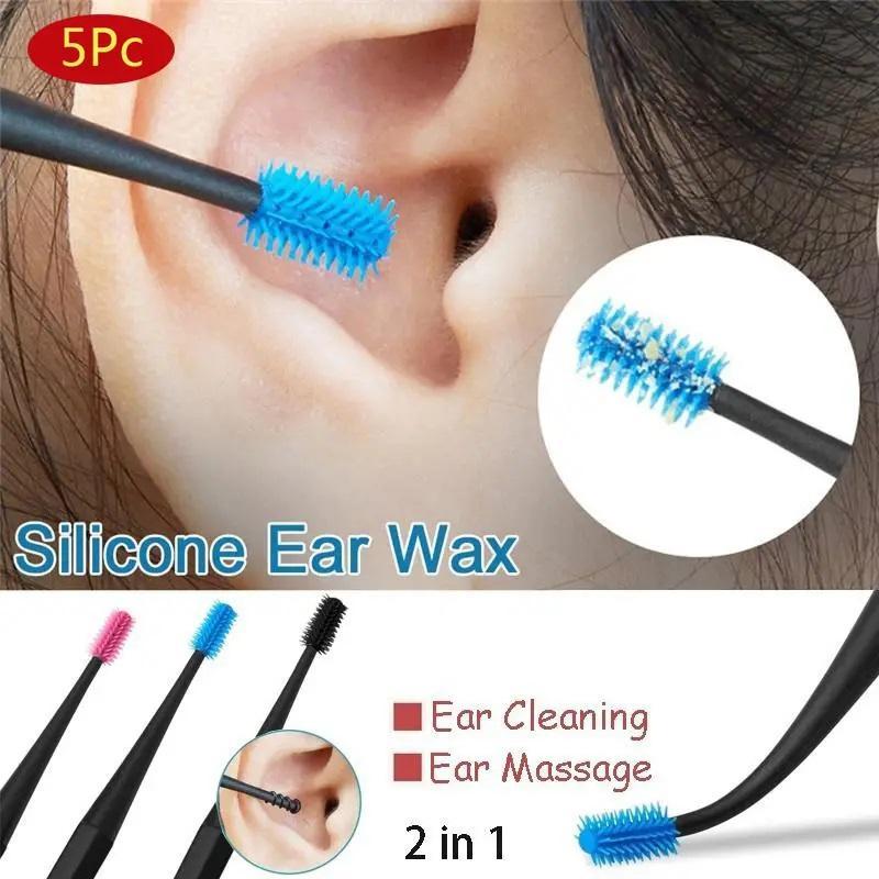 Earwax Removal Tool Set, 5pcs set Silicone Ear Cleaning Tool Set, Ear Wax Remover Tool, Portable Earwax Cleaning Supplies for Adults