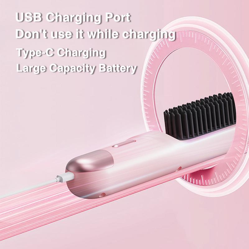 USB Rechargeable Wireless Hair Straightener, Portable Hair Curling Iron, Negative Ion Hair Protection Hair Straightener, Suitable for All Hair Types