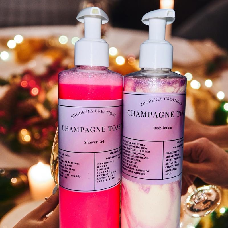 Champagne Toast Shower Gel & Body Lotion for Comfortable Body Care Skin Care