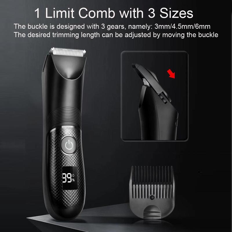 Waterproof Body & Manscaping Trimmer for Men, 1 Box Rechargeable Body Hair Shaver & Accessories, Hair Trimmer for Home & Travel