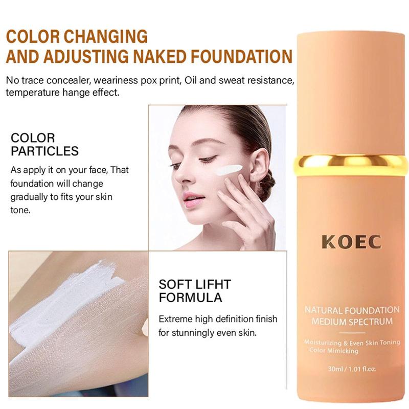 Koec Foundation, Koec Natural Foundation, Koec Foundation 4 In 1 - Light Spectrum, Natural Moisturizing Concealer Foundation, Long-Lasting And Waterproof