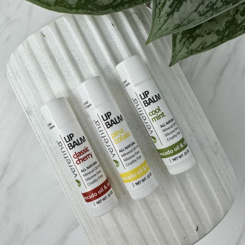 Verefina Fan Favorites Lip Balm Trio with Avocado Oil, Jojoba Seed Oil & Vitamin E Coconut Skincare Coconut Skincare