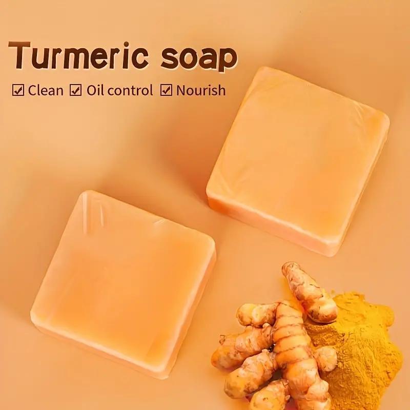 3.53oz Natural Turmeric Soap For Face Wash And Bath To Remove Dark Spots, Handmade Turmeric Soap Bar, Effective Moisturizing Deep Cleansing, Intensive Moisturizing And Softening Skin, Exfoliating Skin, Unisex