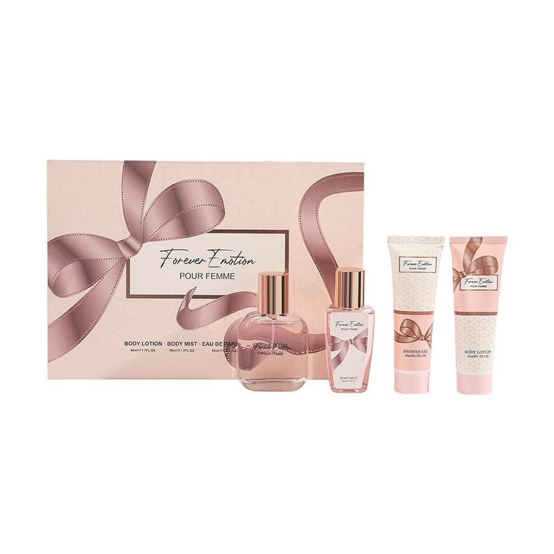 Floral Fragrance Set, 4 Counts set Including 2 Perfume & 1 Body Lotion & 1 Shower Gel, Perfume Gift Set for Women