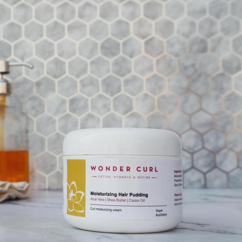 Moisturizing Hair Pudding by Wonder Curl for long-lasting hydration and length retention