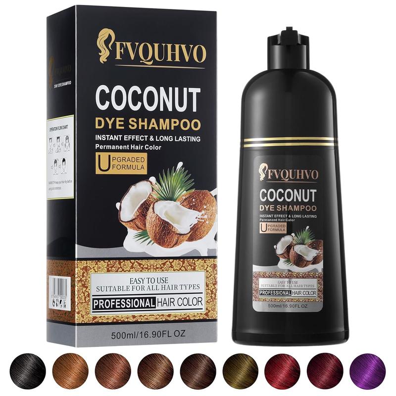 Natural Chestnut Brown Hair Dye Shampoo 3-in-1, Long-lasting Home Use, Instant Herbal Coconut Oil Hair Dye, Unisex Type Haircare for Women Men