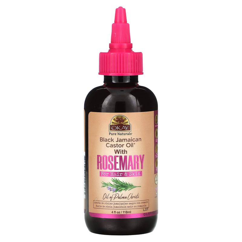 Okay Pure Naturals Black Jamaican Castor Oil With Rosemary, 4 fl oz (118 ml)