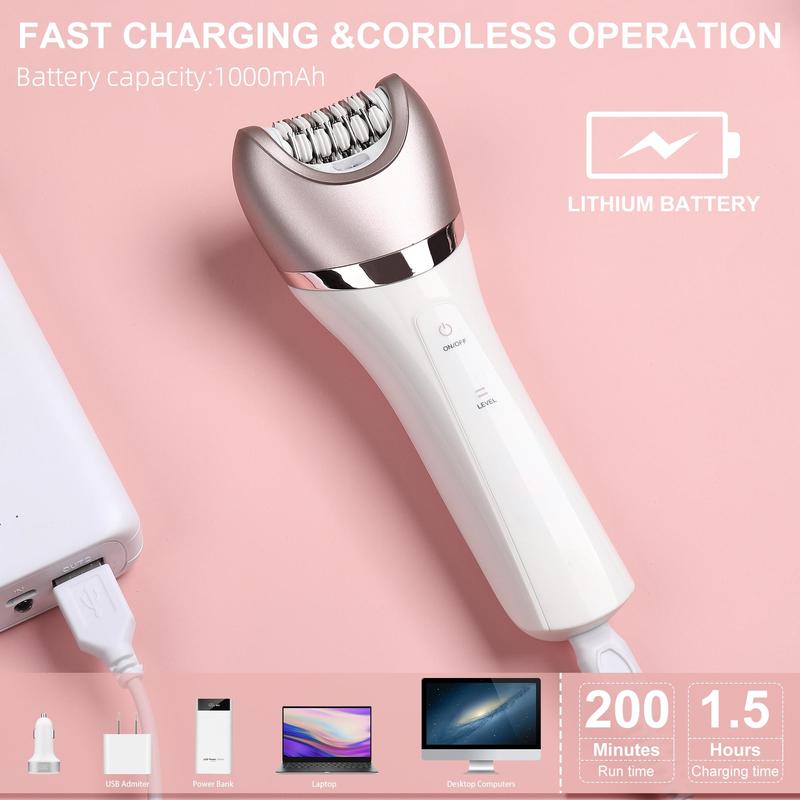 6 in 1 Electric Shaver, USB Rechargeable Hair Removal Machine, Bikini Trimmer Body Shaver Kit for Women, Body Hair Trimmer Facial Hair Removal Shaver, Multifunctional Beauty Kit, Washable Facial Cleaning Instrument for Women