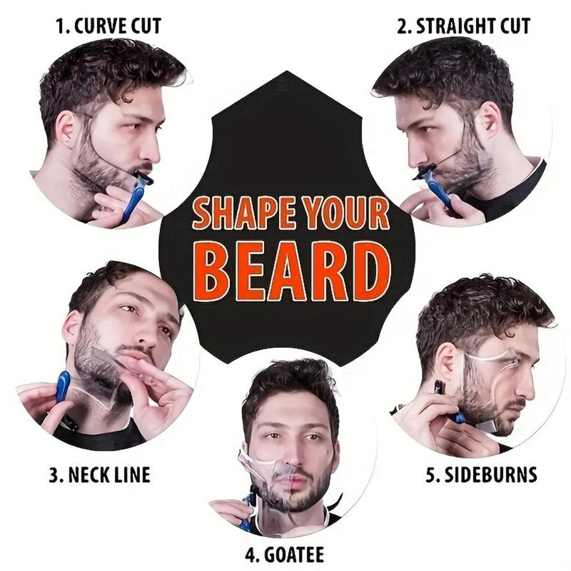 Summer 8 in 1 Multi-liner Beard Shaper Template, Multifunctional Beard Stencil, Comfort Beard Shaping Tool, Heatless Styling Tools for Men, Facial Hair Trimming Template