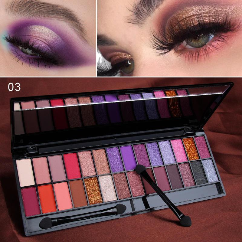 28 Colors Eyeshadow Palette, 2 Brushes Included, 1 Set Matte & Glitter Eye Shadows Palette, Long Lasting Shimmering Glittering Eye Shadow Makeup Products