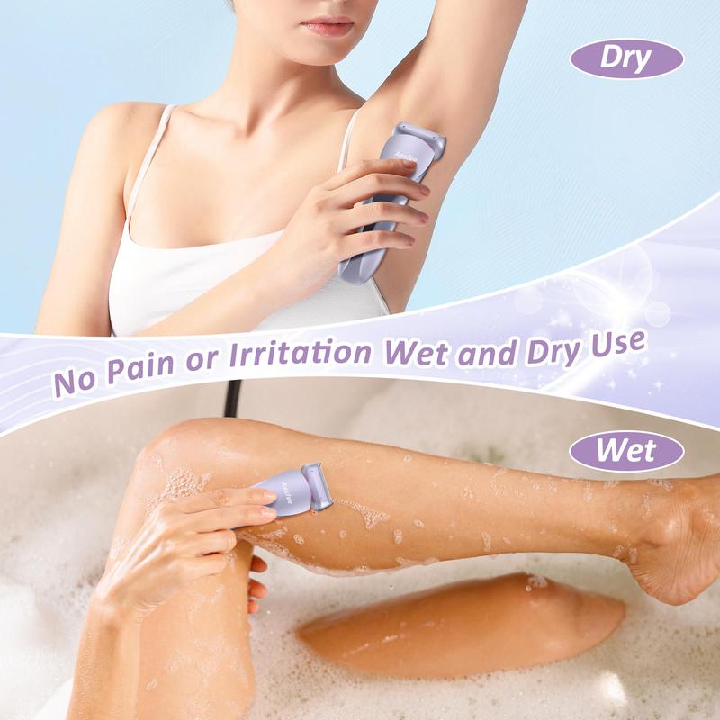 Electric Shaver for Women, Rechargeable Waterproof Wet & Dry Use Electric Razor with LED Power Display, Portable Painless Ladies Body Hair Trimmer, Christmas Gift