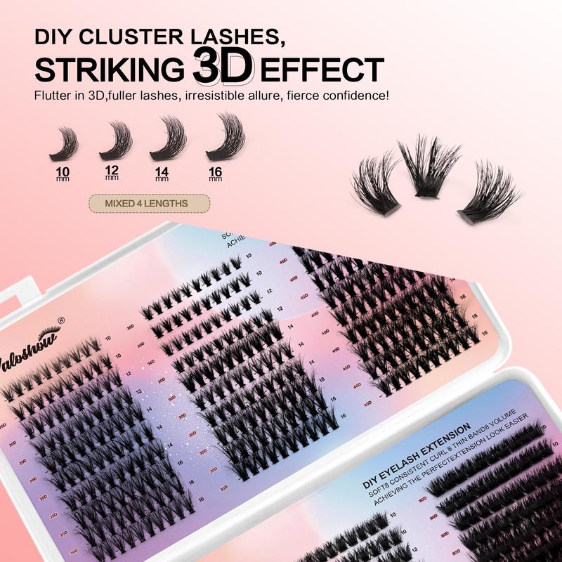 Individual False Eyelashes Kit, 1 Set Mixed Length & Styles Natural Look Eyelash Extensions, Self Grafting Curl Eyelashes, Eye Makeup Accessories, Christmas Gift