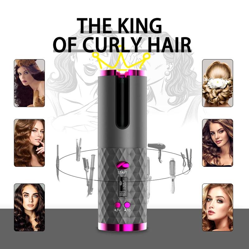 Automatic Hair Curler, 1 Box USB Rechargeable Wireless Hair Curler & Accessories, Hair Styling Tool for Women & Girls