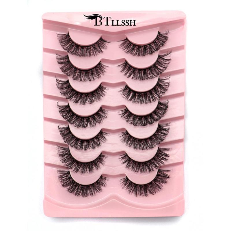 Long Fluffy False Eyelashes, Wispy D Curl Fake Eyelashes, Eyelash Extensions Kit, Volumized Natural Curling Strip Lashes, Soft and Curl Fake Lashes for Women, Eye Makeup Products, Makeup Product, Christmas Gift