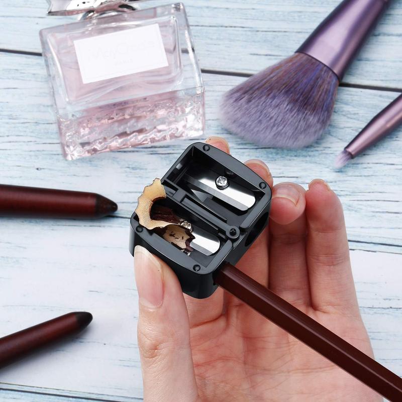 5 Pack Makeup Pencil Sharpener Eyeliner Sharpener Lip Pencil Sharpener Cosmetic Pencil Sharpener Dual Sharpener (Black)