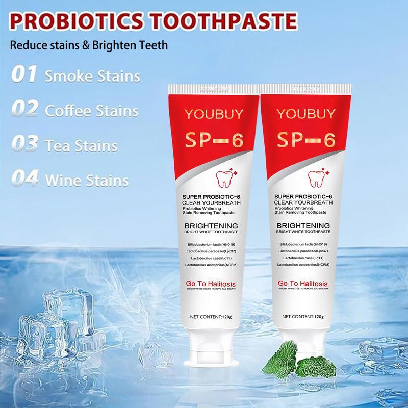 SP-6 Probiotic Toothpaste: Enhanced Formula Balances The Oral Microbiome, Removes Stains, And Provides Long-lasting FreshBreath.