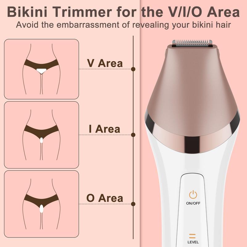 6 in 1 Electric Shaver, USB Rechargeable Hair Removal Machine, Bikini Trimmer Body Shaver Kit for Women, Body Hair Trimmer Facial Hair Removal Shaver, Multifunctional Beauty Kit, Washable Facial Cleaning Instrument for Women