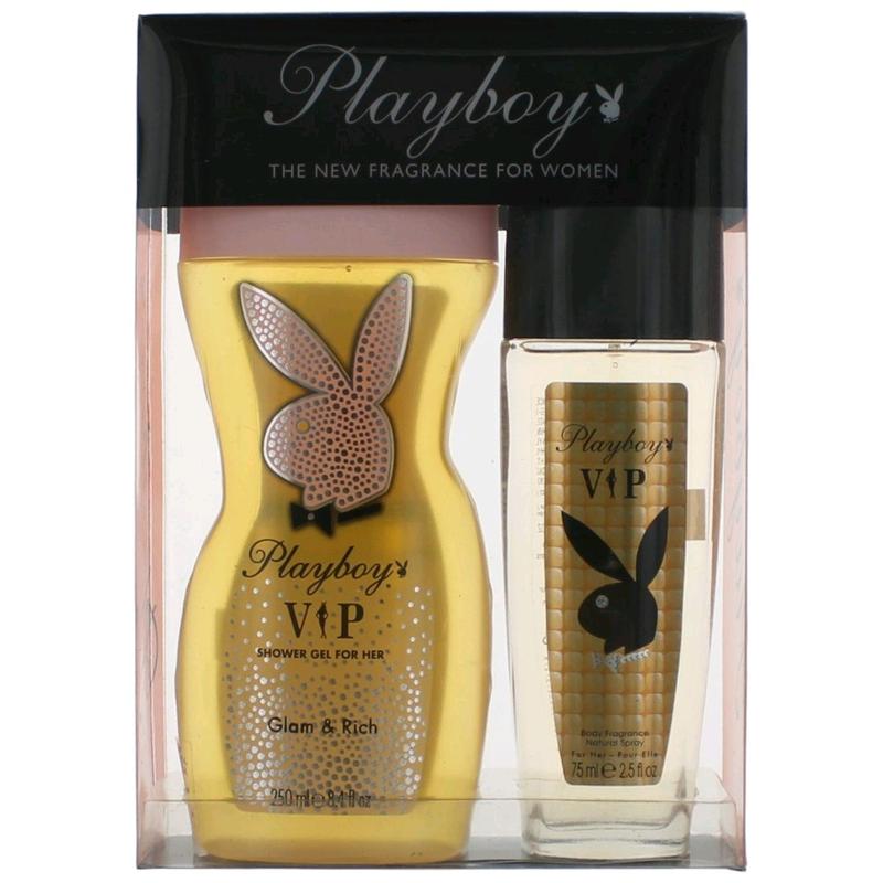 Playboy VIP by Coty, 2 Piece Gift Set for Women Body Care Flower Fragrance Vanilla Comfort Cosmetics Scented