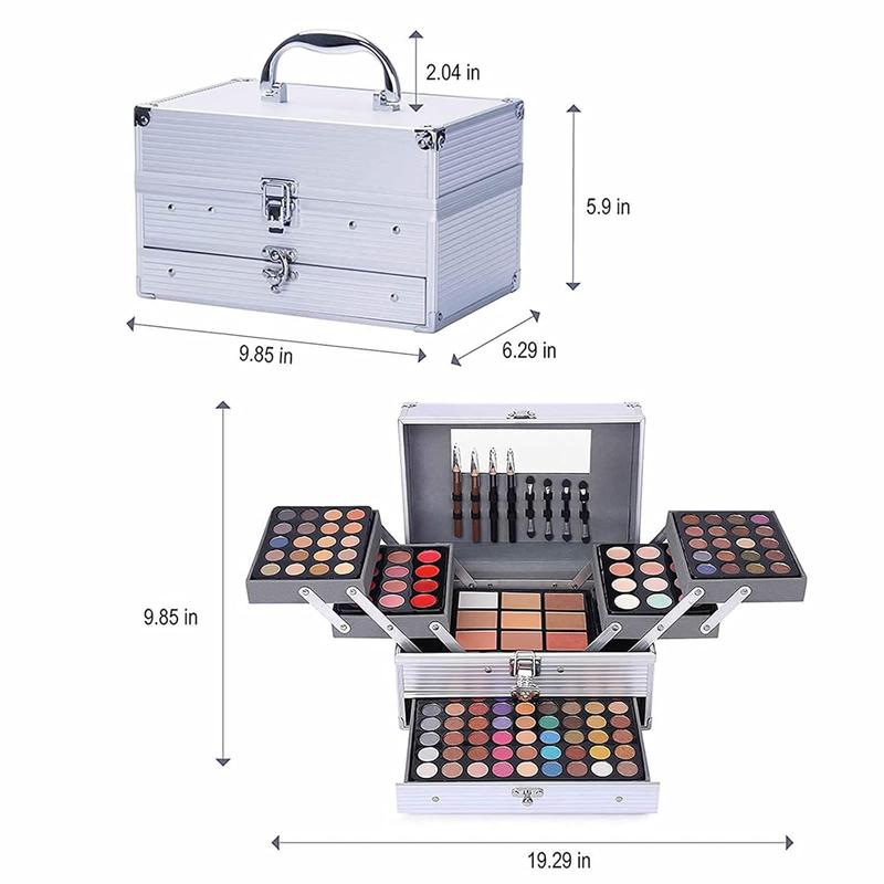 132 Color All- In- One Makeup For Women Full Kit,Professional Makeup Kit,Makeup Gift Set for Women,Girls&Teens,Include eyeshadow lipstick concealer Lip Gloss Eyeliner Mascara006N2-Silver