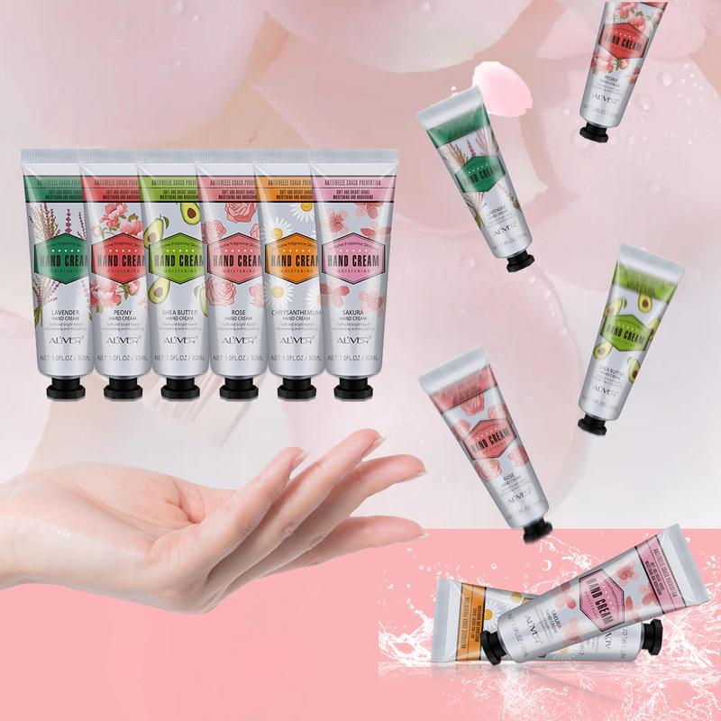 Moisturizing Hand Cream Set, 6 Counts set Refreshing & Non-greasy Hand Lotion for Dry Cracked Hands, Hand Care Product for Women & Men, Christmas Gift