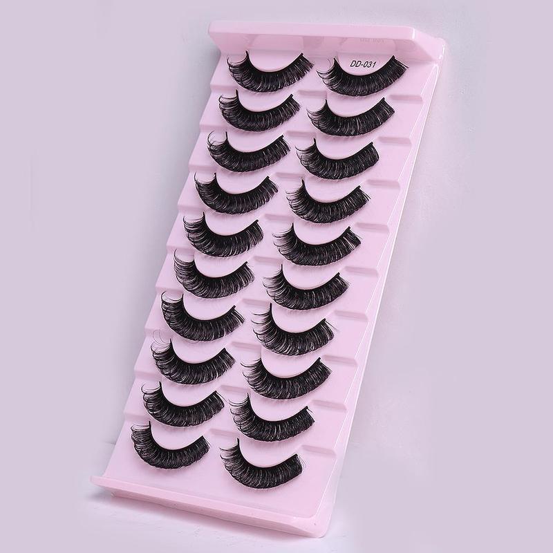 New Holiday Gift, 10 Pairs Multi-layer Thick Cross Natural Fake Lashes, DD Curl Russian Big Roll Self Grafting False Eyelashes, Women Cosmetics