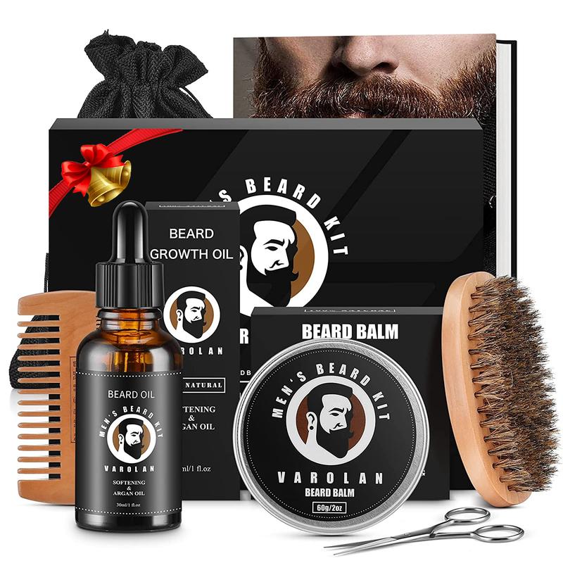 Beard Kit Beard Grooming Kit, Beard Gift Kit, Beard Oil (2Oz), Beard Balm, Beard Brush, Beard Comb, Beard E-book, Storage Bag, Mustache Men's Gifts Set for Fathers Dad Boyfriend Husband Him Hair Care Cleansing