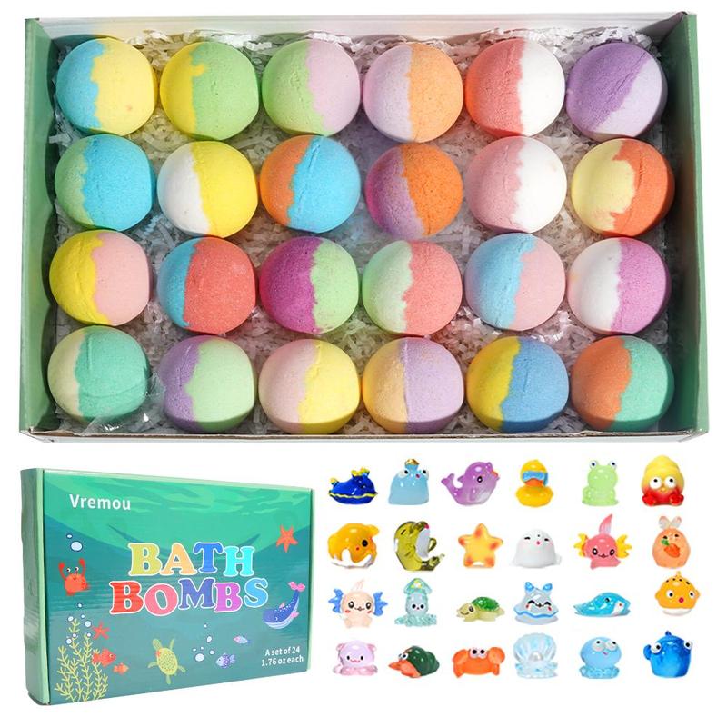 Bath Bombs for Kids with Surprise Toys Inside, 24pcs box Natural Organic Kids Bubble Bath Fizzy, Birthday Gift for Baby Girls & Boys