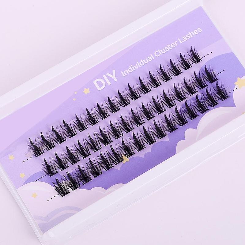 Natural False Eyelashes, 48pcs set Individual False Eyelashes, Fluffy Curly Faux Cluster Lashes, Portable Makeup Tool for Women