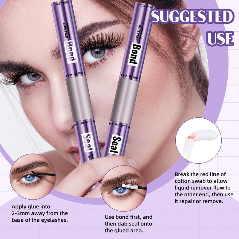 B&Q Lash Waterproof Bond & Seal  Long Lasting Hold 48-72 Hours Waterproof Cluster Lash Glue Mascara Wand Bond and Seal Makeup