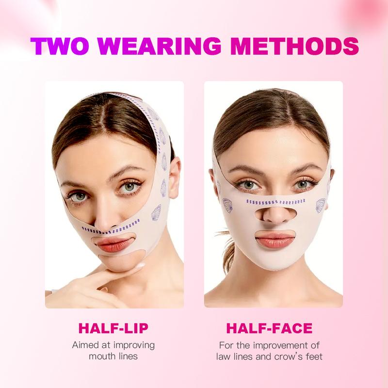 V- Face Lift Strap - Relieve Sagging Skin, Reduce Pwelling and Firm Skin, Double Chin Strap, Reusable Grooming Face and Chin Lift Mask for Men and Women Pink face slimming reusable v-line