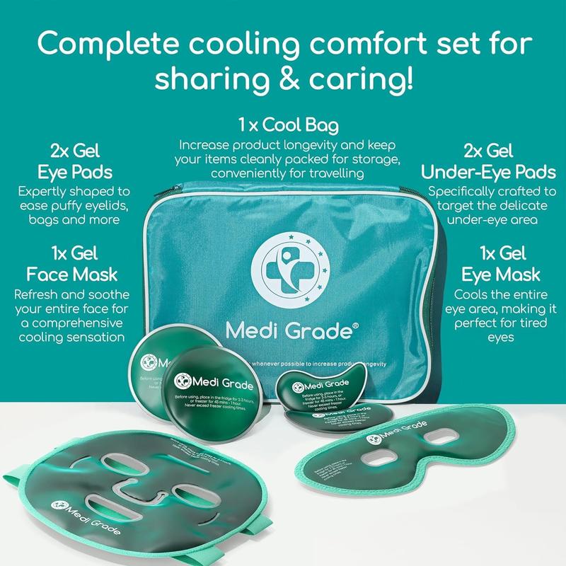 Medi Grade Cooling Ice Face Mask and Cooling Eye Mask for Puffy Eyes &  Migraine Relief -Technology Hydrating Relaxing Skin Care