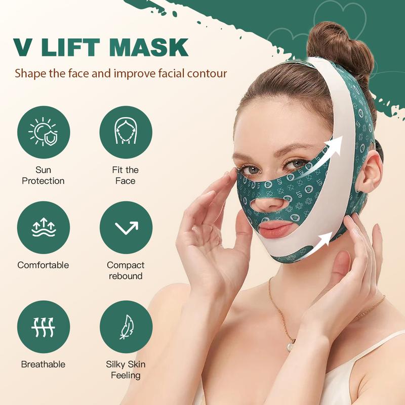 V- Face Lift Strap - Relieve Sagging Skin, Reduce Pwelling and Firm Skin, Double Chin Strap, Reusable Grooming Face and Chin Lift Mask for Men and Women Pink face slimming reusable v-line