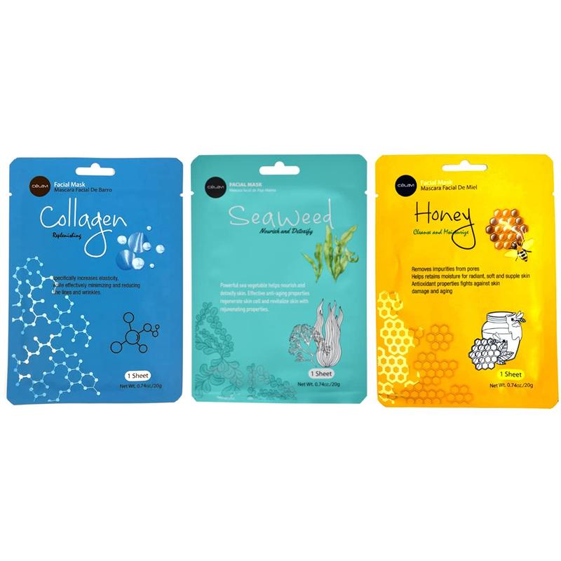 Celavi Essence Facial Sheet Face Mask Variety Set Classic Authentic Korean Moisturizing Skincare (12-Packs) - Celavi