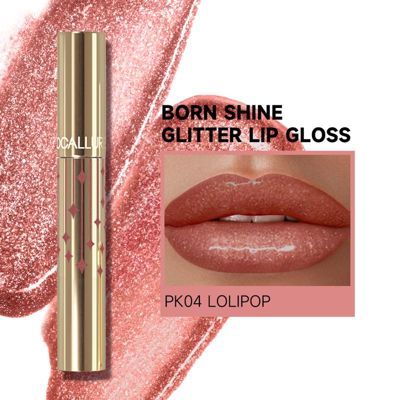 Focallure Born Shine Glitter Lip Gloss Glossy Shimmery Liquid Lipstick - Natural Hydration for Moisturized Lips