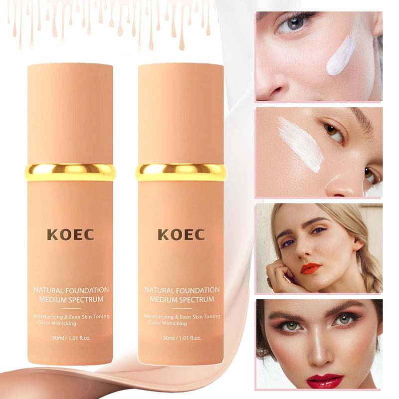 Koec Foundation, Koec Natural Foundation, Koec Foundation 4 In 1 - Light Spectrum, Natural Moisturizing Concealer Foundation, Long-Lasting And Waterproof