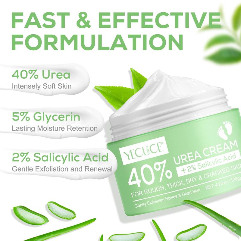 40 % Urea Foot Cream, 1 Box Moisturizing Foot Lotion with Hyaluronic Acid & Tea Tree & Aloe Vera, Deeply Hydrating Skin Care Product for Hand & Foot