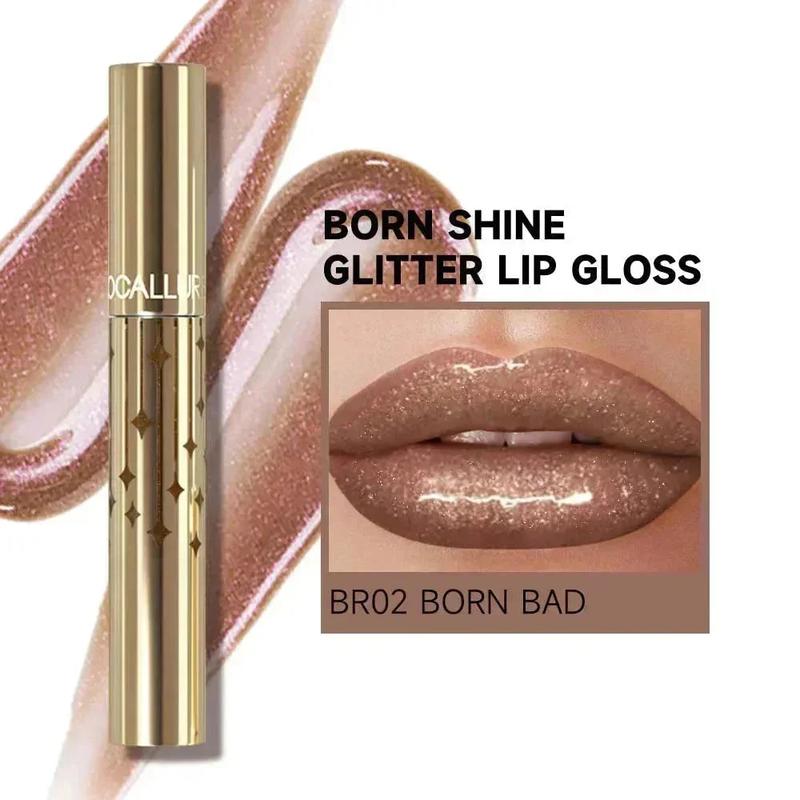 Focallure Born Shine Glitter Lip Gloss Glossy Shimmery Liquid Lipstick - Natural Hydration for Moisturized Lips