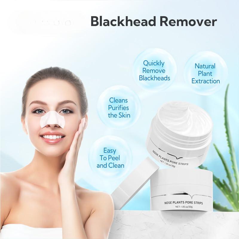 Blackhead & Whitehead Removal Kit for Clear, Radiant Skin: Exfoliating Clay Mask (1.060z) & Nose Strips for Deep Cleansing - Achieve a Fresh-Faced Glow!