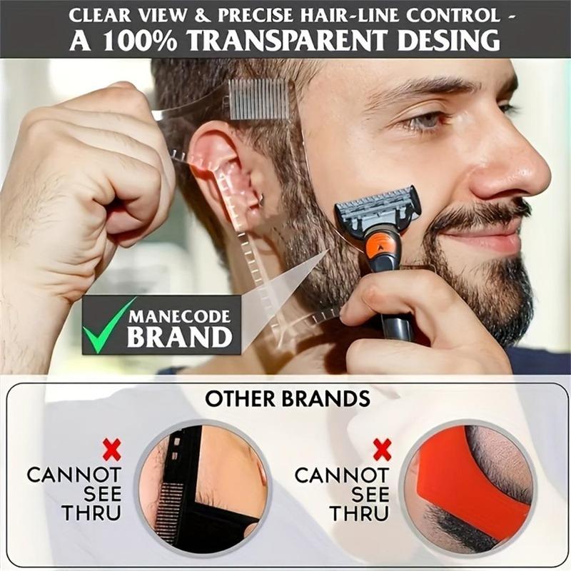 Summer 8 in 1 Multi-liner Beard Shaper Template, Multifunctional Beard Stencil, Comfort Beard Shaping Tool, Heatless Styling Tools for Men, Facial Hair Trimming Template