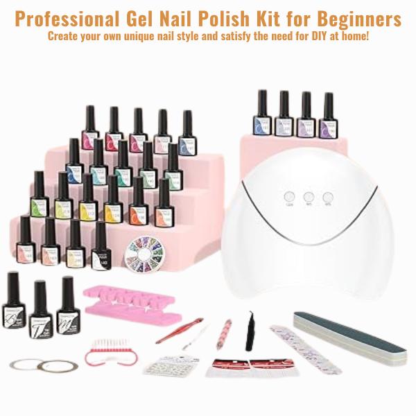 42 PCS Gel Nail Polish Kit with U V Light 24 Colors Gel Nail Polish Set Glossy & Matte Top Coat Complete Gel Nail Kit with Manicure Tools for Beginners Gifts for Women